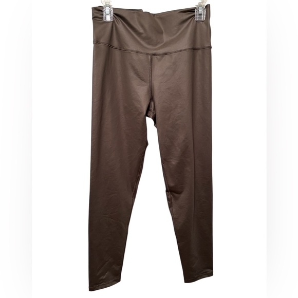 Aerie NWT Women’s Olive Green Metallic Sheen High Waisted XL Athletic Leggings - Picture 1 of 5